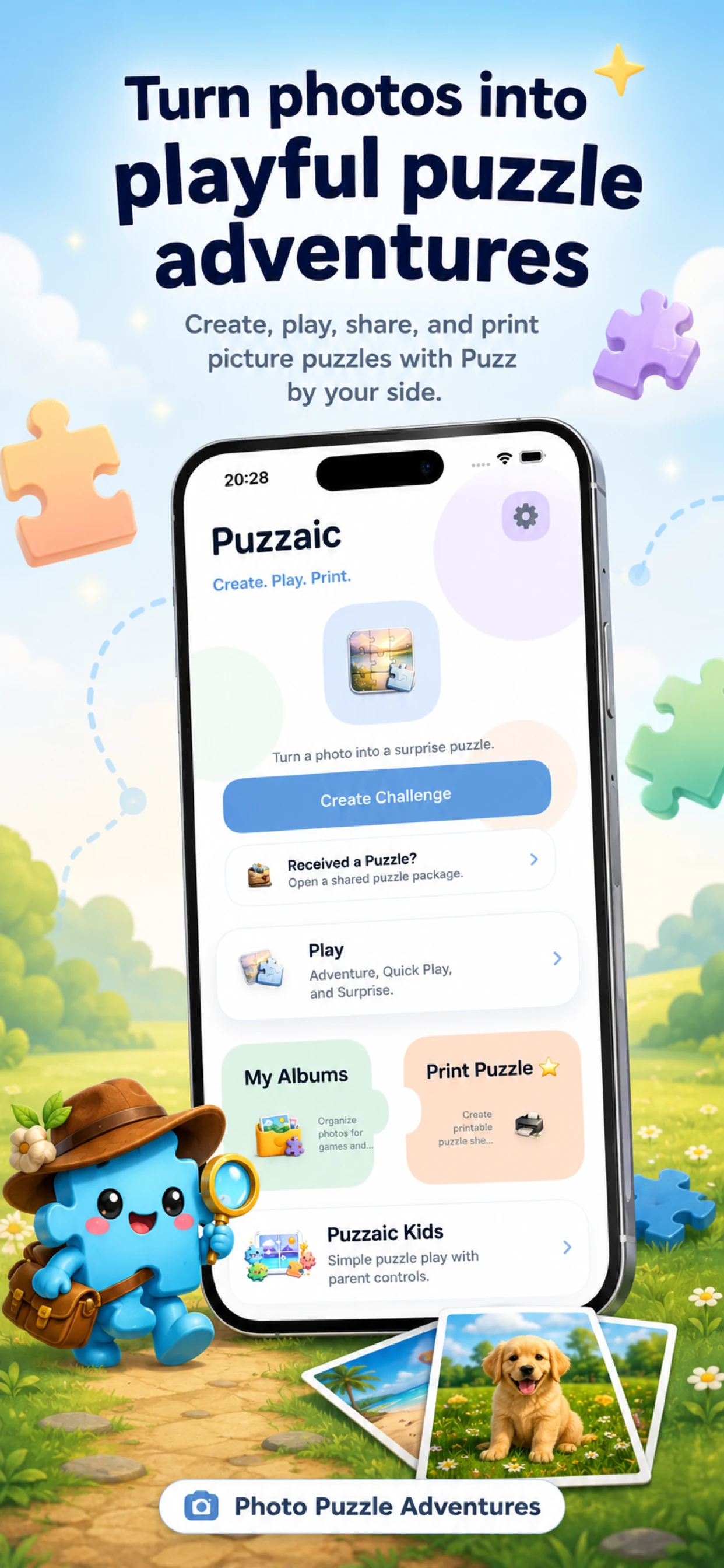 Puzzaic photo puzzle adventures on iPhone